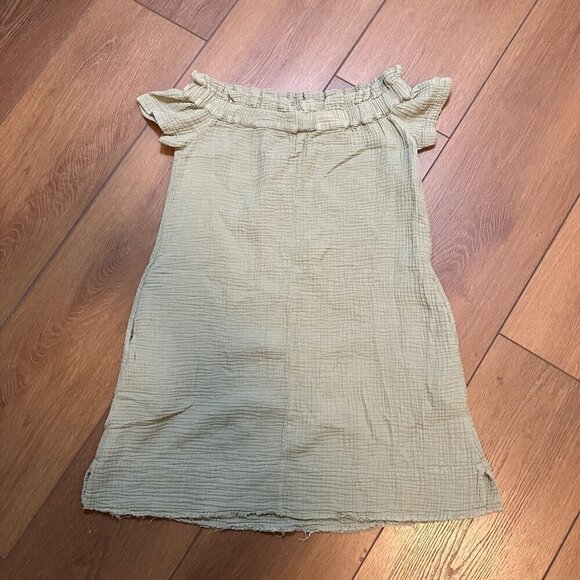 Amadi Anthropologie Sage Green Lightweight Off-the-Shoulder Mini Dress Sz XS - Picture 2 of 8